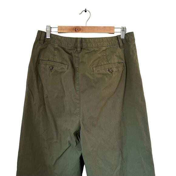 Gap Pleated Wide Khaki Coastal Minimalist Pants In Army Green Size 16 - Picture 6 of 13